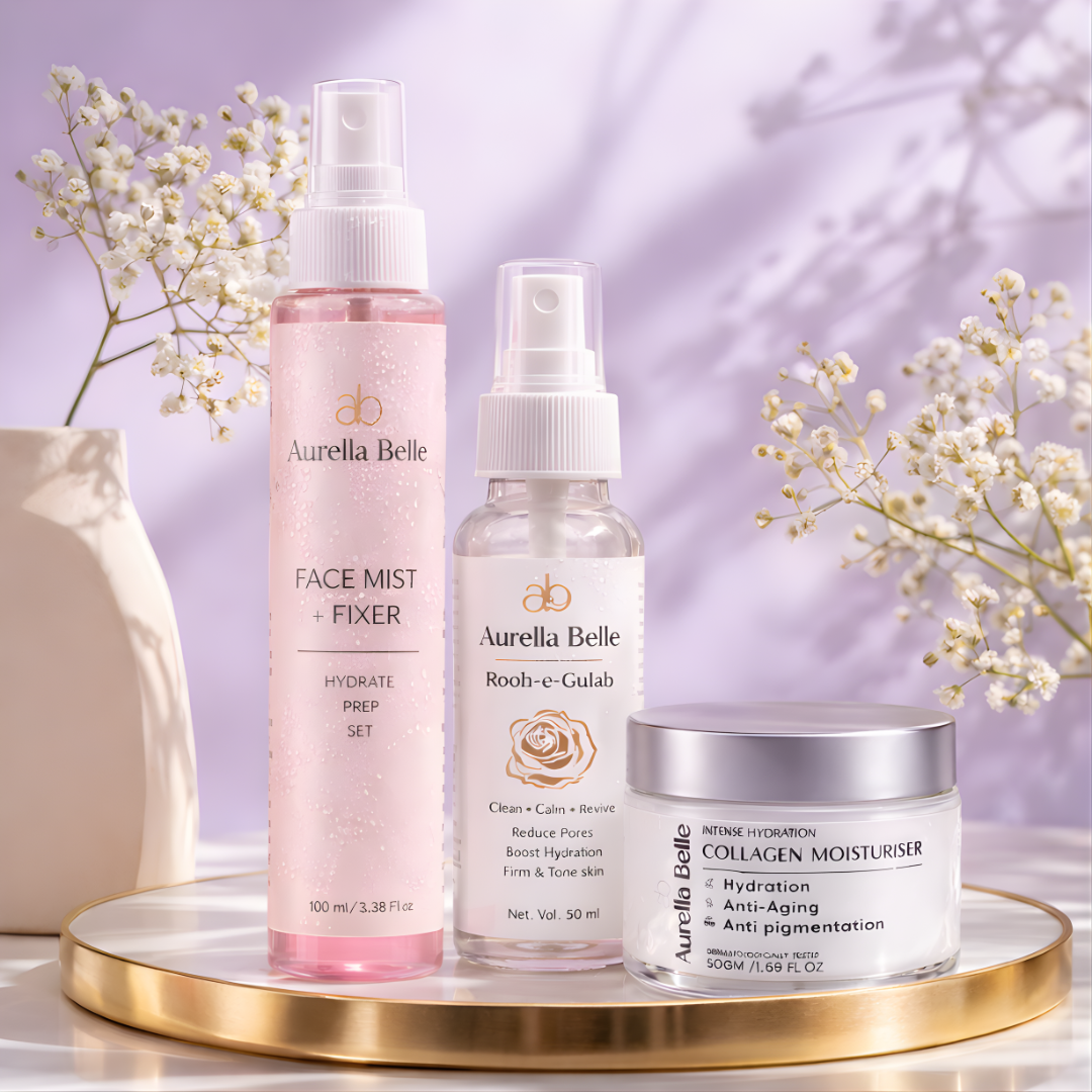 Rose Water, Face Mist & Collagen Moisturiser Glow Kit for Hydrated